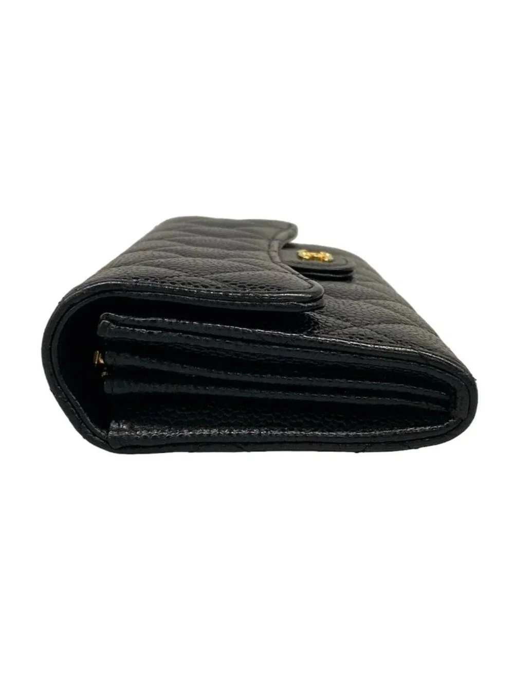 Chanel Wallet Quilted Black Gold